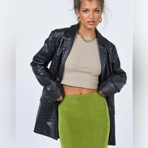 Princess Polly‎ Faux Croc Leather Blazer Coat Women’s Size 4 Black Jacket